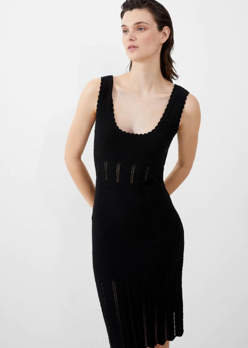 French Connection Nellis Cotton Crochet Dress - Black-Hand In Pocket