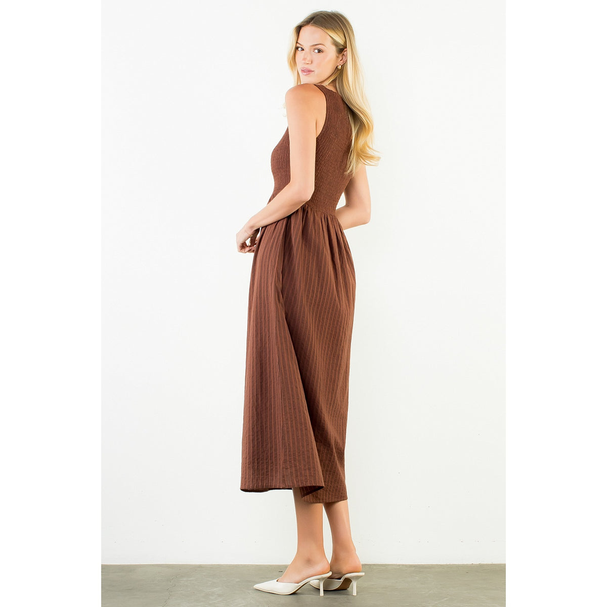 THML Madeline Dress - Brown-Hand In Pocket