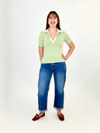 Lucy Paris Smith Polo Top - Sage-Hand In Pocket