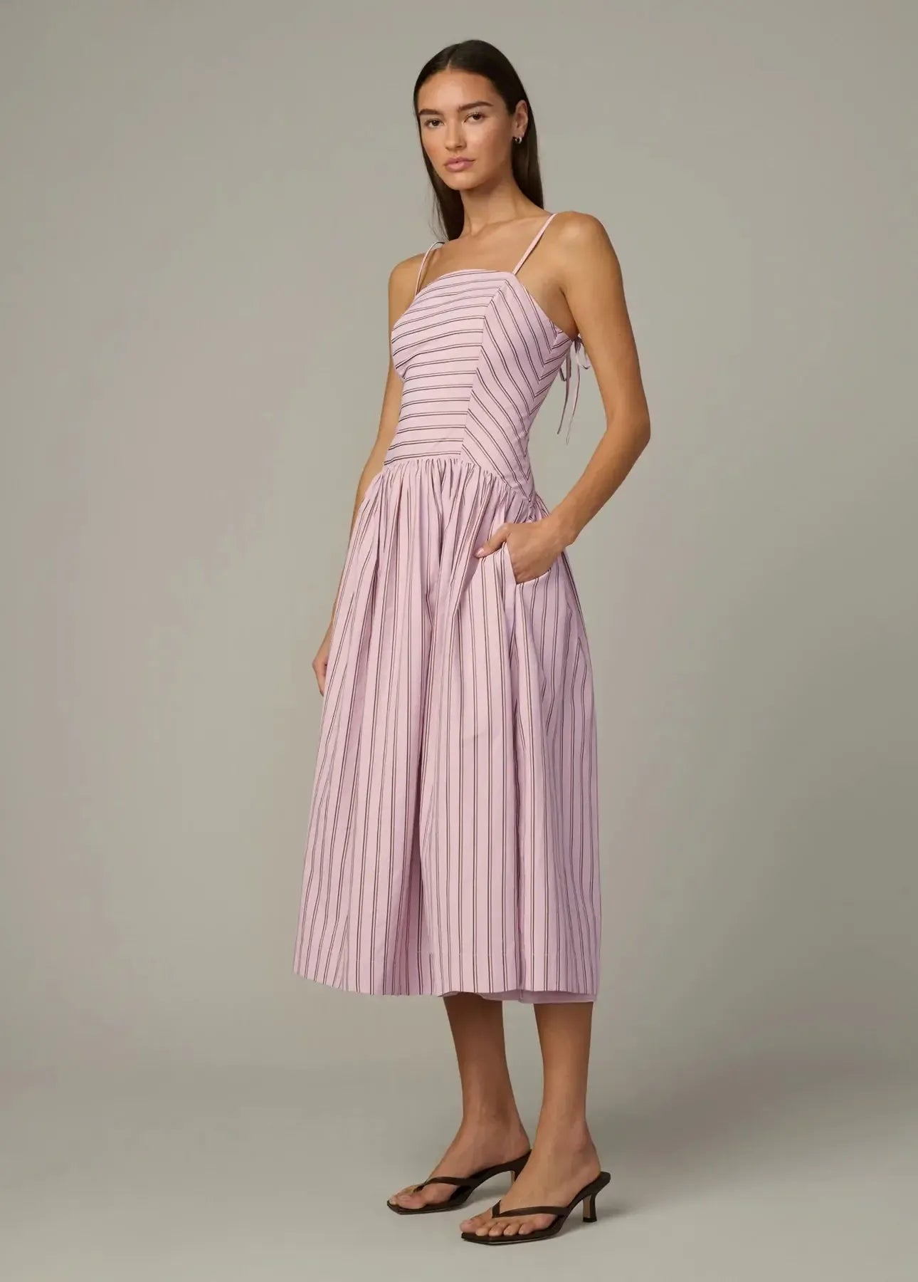 Joe's Jeans Mara Maxi Dress - Blush Pink Stripe-Hand In Pocket