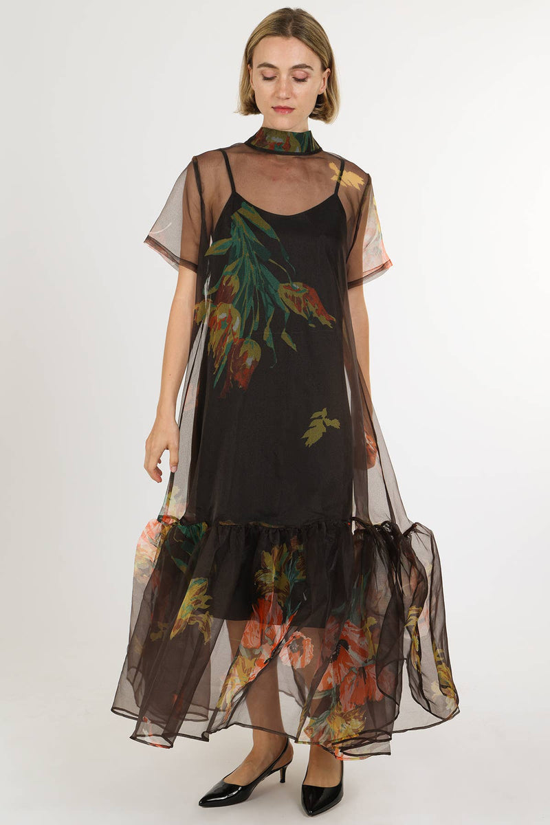 Caroleena Dress- Coffee blooms-Hand In Pocket