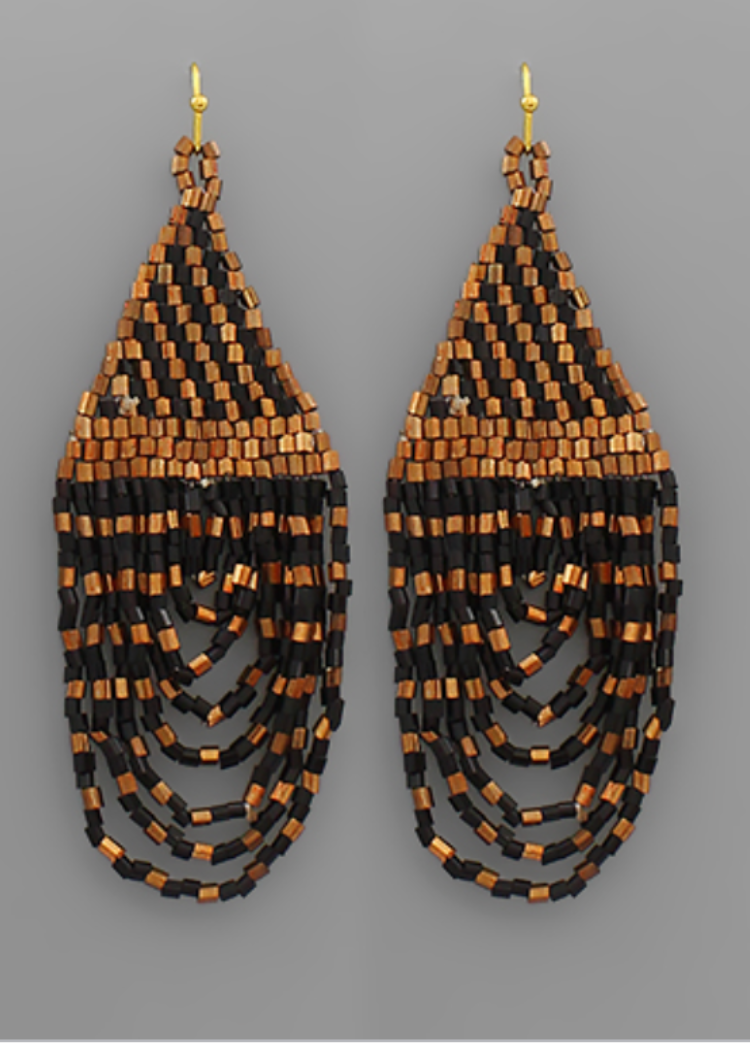 Mara Beaded Earrings-Black-Hand In Pocket