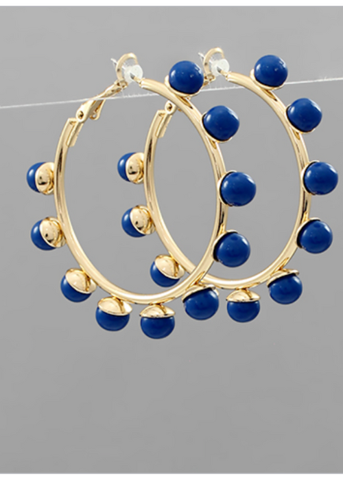 Petra Ball Trimmed Hoops-Blue-Hand In Pocket