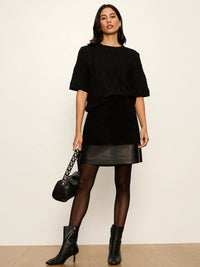Sanctuary Pointelle Sweater Tee - Black