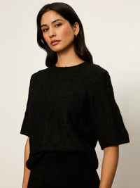 Sanctuary Pointelle Sweater Tee - Black