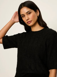 Sanctuary Pointelle Sweater Tee - Black