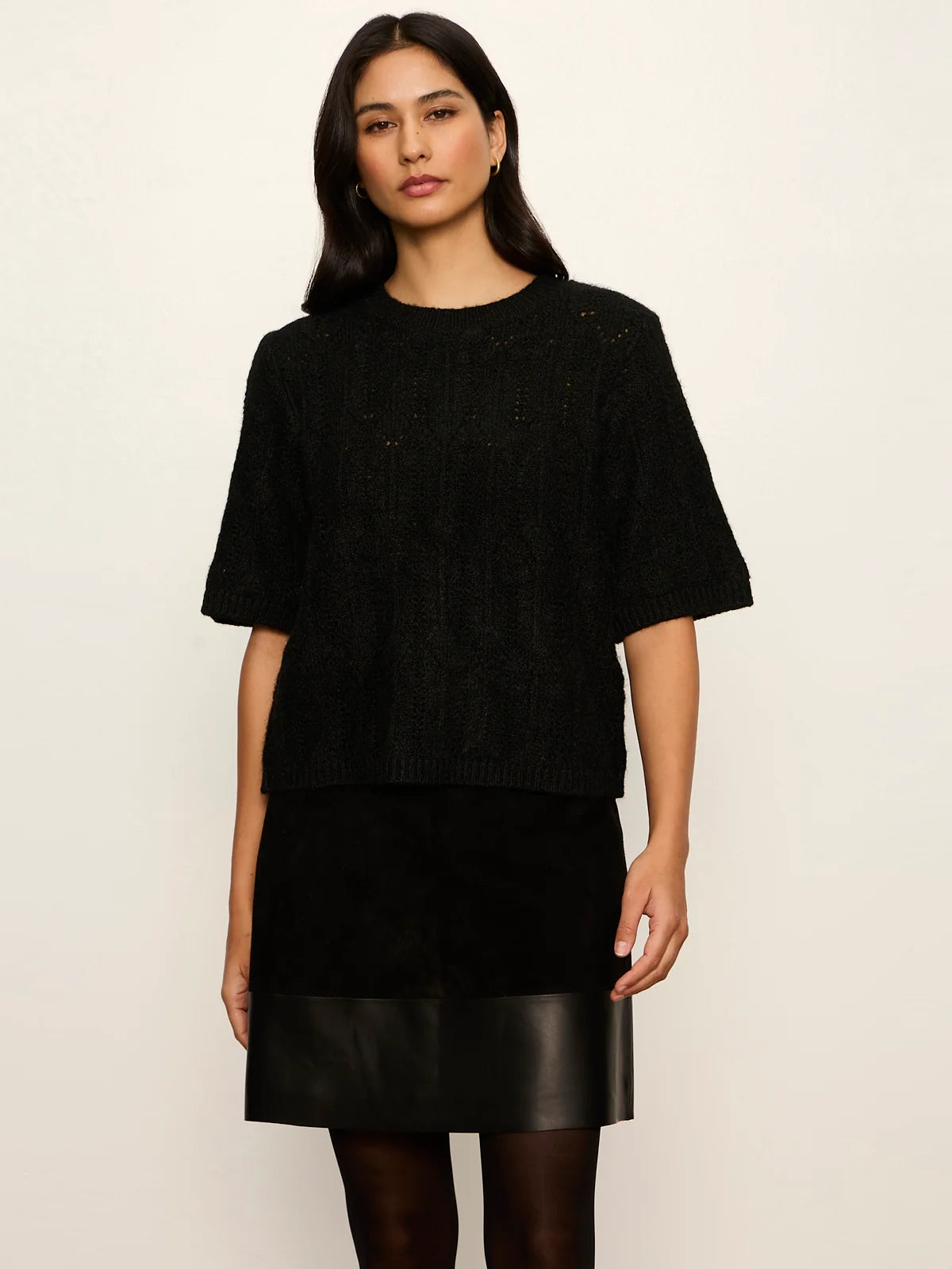 Sanctuary Pointelle Sweater Tee - Black