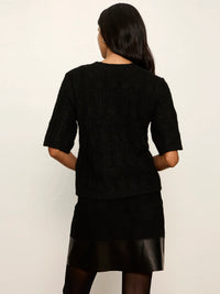 Sanctuary Pointelle Sweater Tee - Black