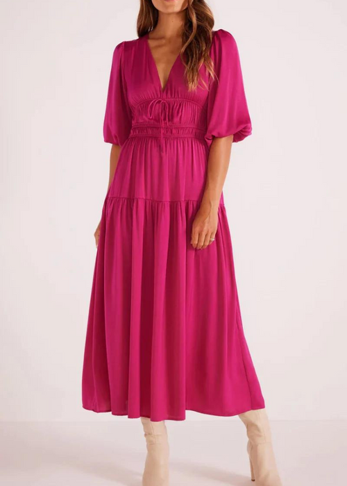 Mink Pink Safira Midi Dress - Berry-Hand In Pocket