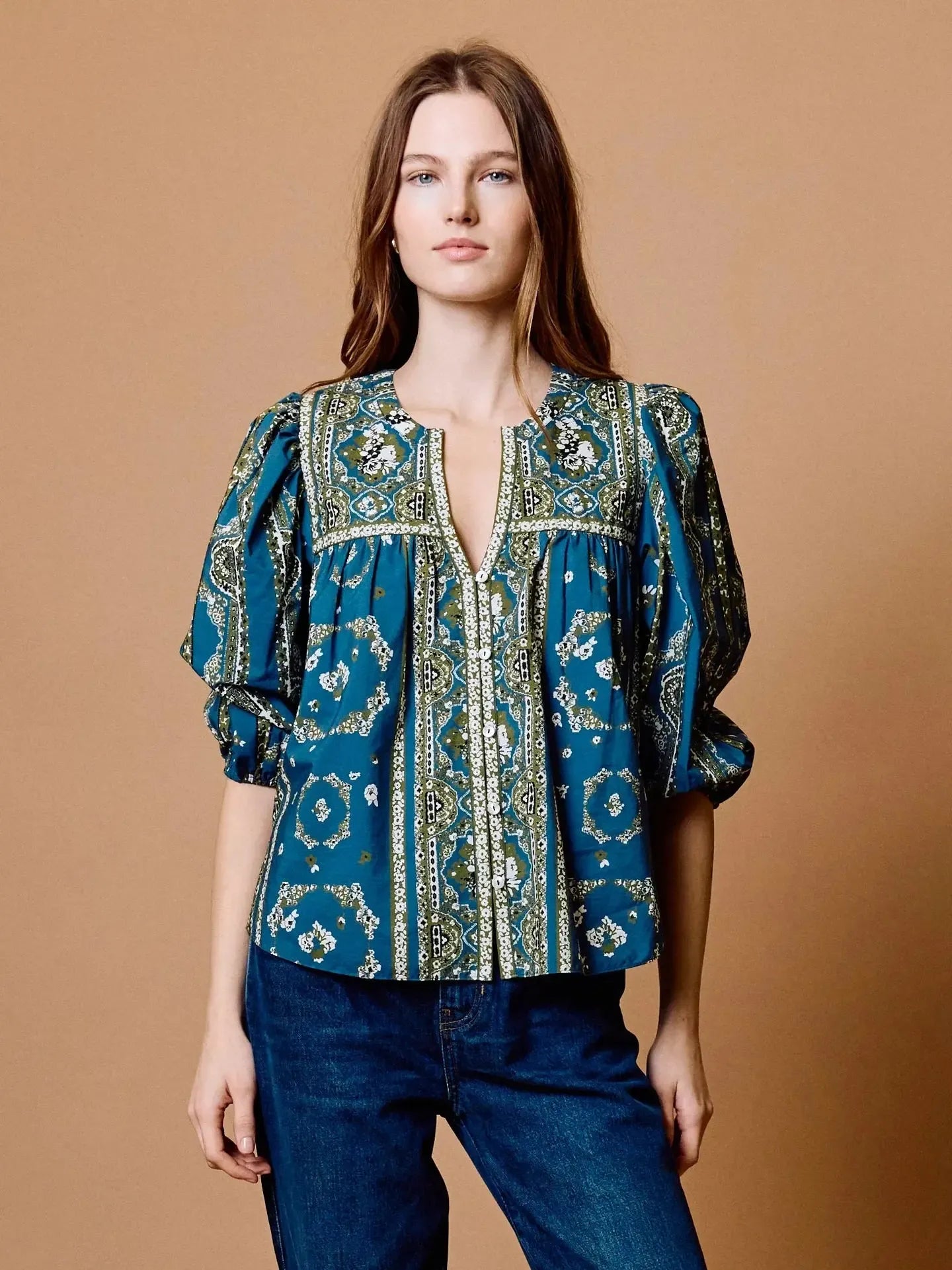 Cleobella Imogen Top - Fioren Print-Hand In Pocket