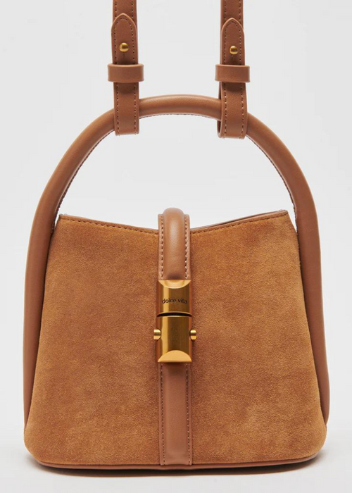Dolce Vita Neve Convertible Crossbody-Rust Suede-Hand In Pocket
