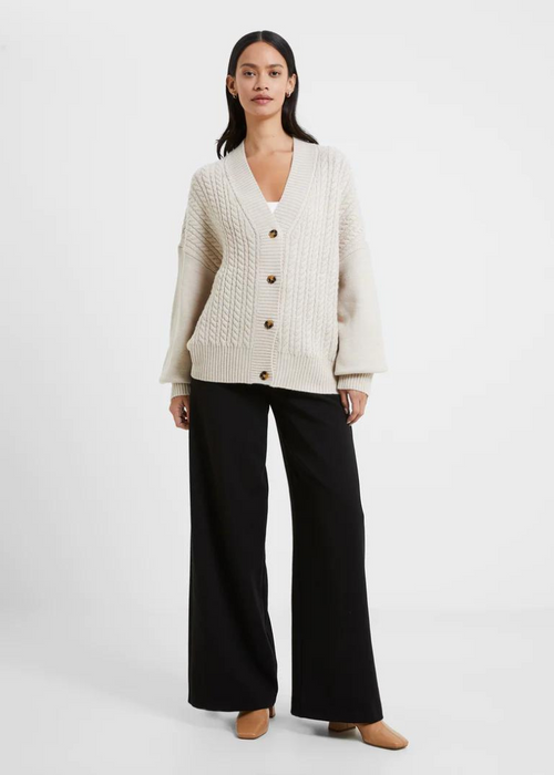 French Connection Babysoft Cable Knit Cardigan-Hand In Pocket