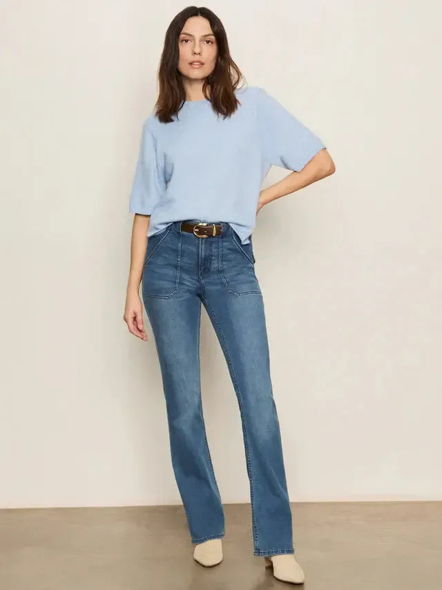 Sanctuary Perfect Sweater Tee - Blue Powder-Hand In Pocket
