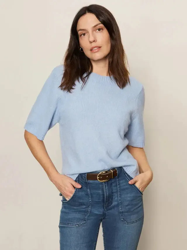 Sanctuary Perfect Sweater Tee - Blue Powder-Hand In Pocket