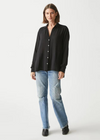 Michael Stars Leo Button Down Gauze Shirt- Black-Hand In Pocket