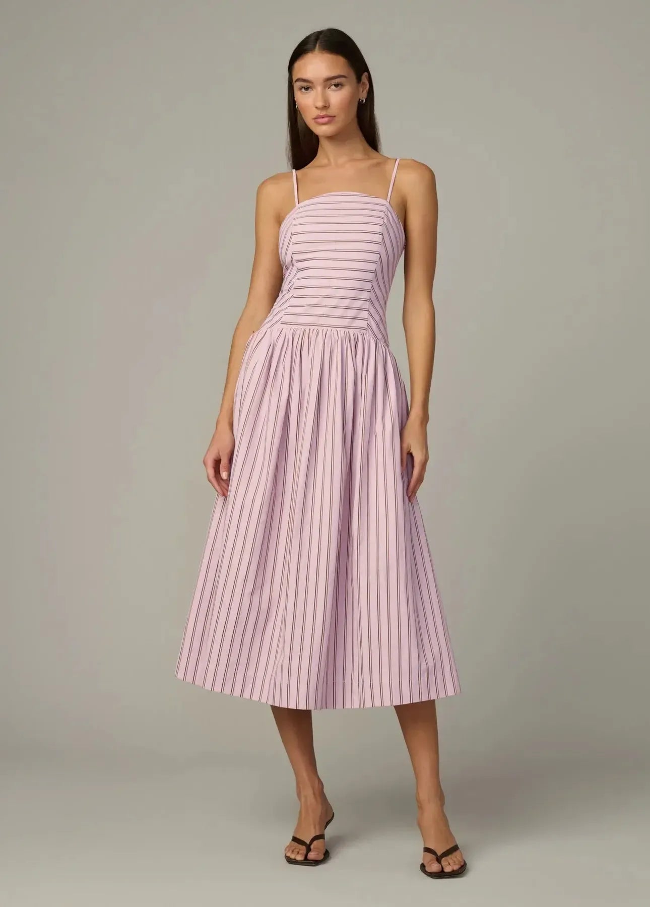 Joe's Jeans Mara Maxi Dress - Blush Pink Stripe-Hand In Pocket