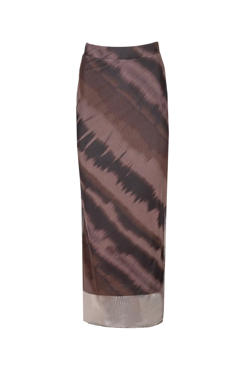 Astrid Jocelyn Printed Skirt - Brown-Hand In Pocket