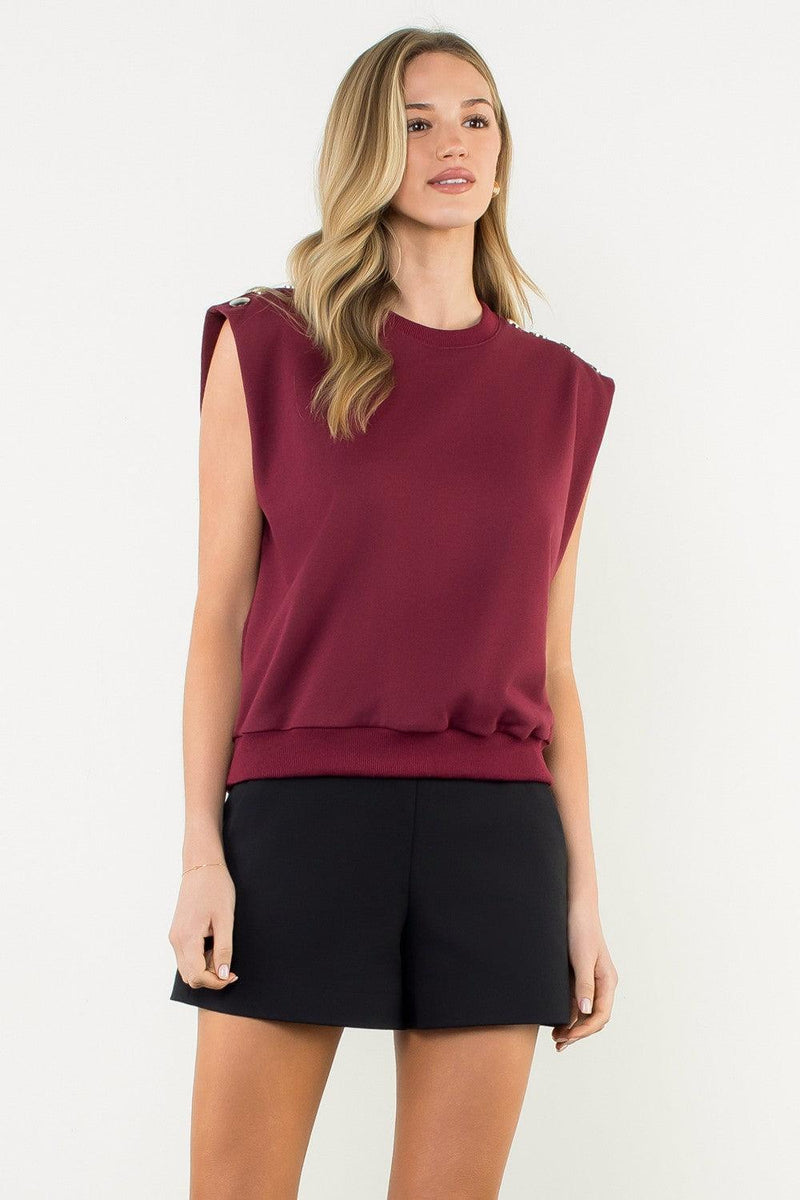 THML Peyton Power Shoulder Tee- BG-Hand In Pocket
