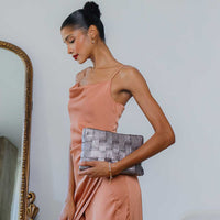 Mimie Champagne Metallic Recycled Vegan Crossbody Bag-Hand In Pocket