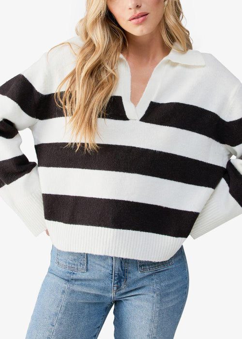 Sanctuary Johnny Collared Sweater - Black/White Stripe ***FINAL SALE***-Hand In Pocket