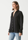 Michael Stars Leo Button Down Gauze Shirt- Black-Hand In Pocket