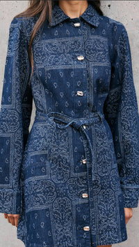MINKPINK Delphi Jacquard Denim Dress - Indigo