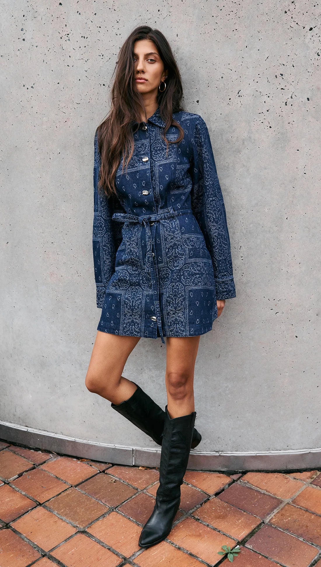 MINKPINK Delphi Jacquard Denim Dress - Indigo