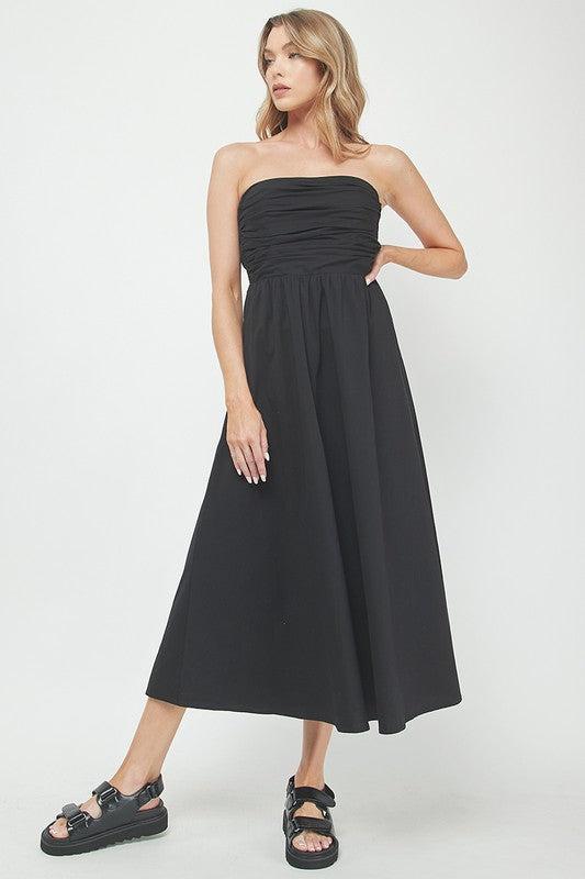 Cotton Maxi Dress - Black-Hand In Pocket