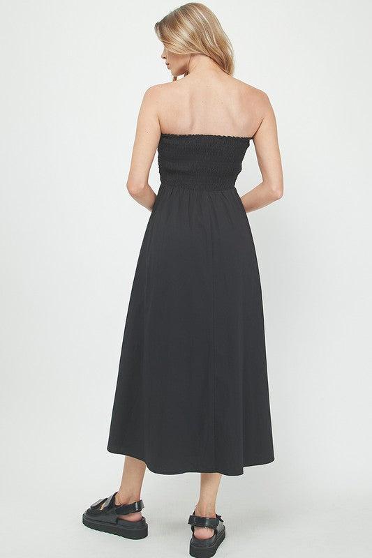 Cotton Maxi Dress - Black-Hand In Pocket