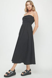 Cotton Maxi Dress - Black-Hand In Pocket