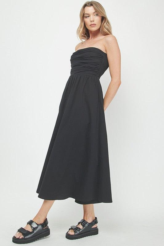 Cotton Maxi Dress - Black-Hand In Pocket