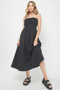 Cotton Maxi Dress - Black-Hand In Pocket
