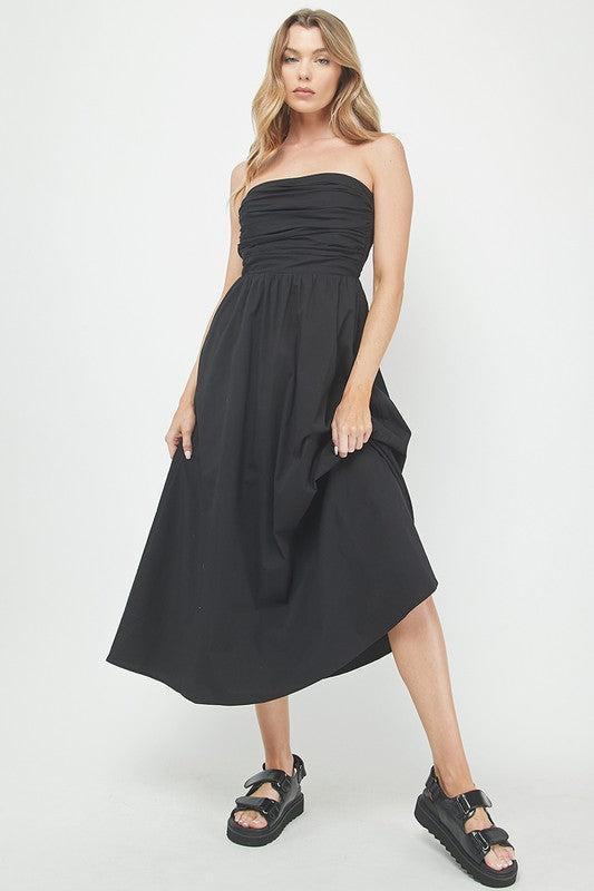 Cotton Maxi Dress - Black-Hand In Pocket