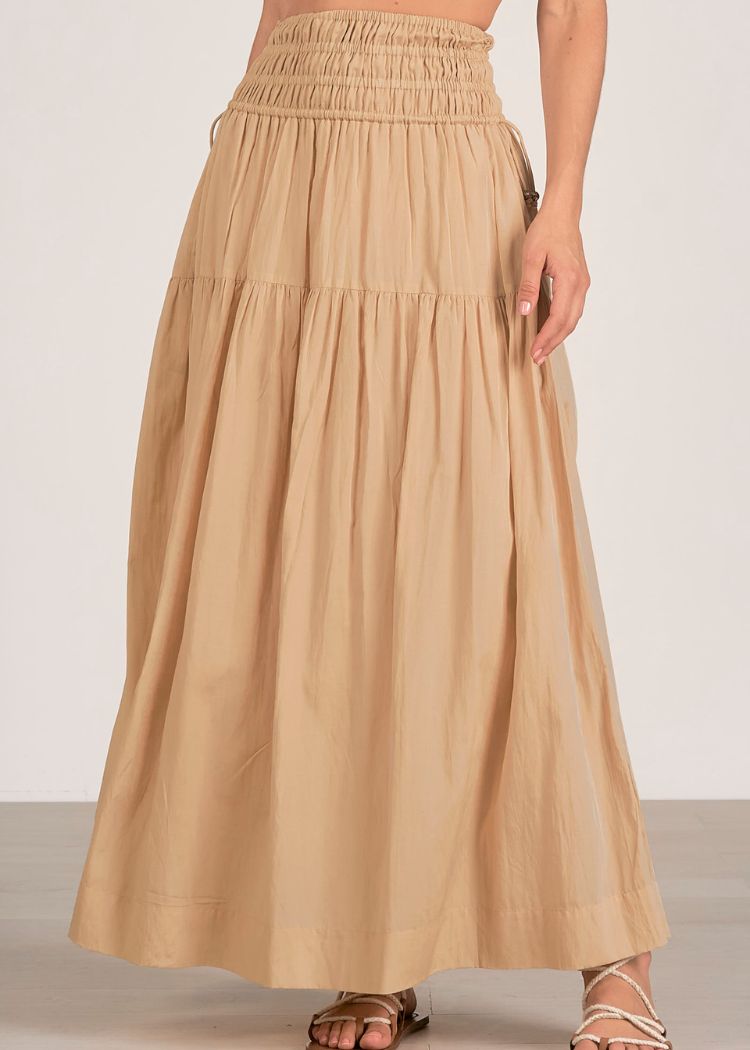 Elan Nikki Maxi Skirt - Taupe-Hand In Pocket