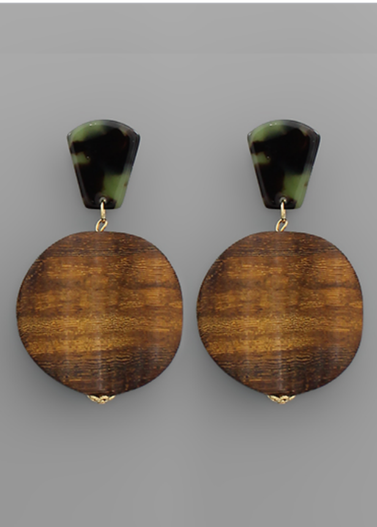 Leilani Wooden Disc Earrings-Hand In Pocket