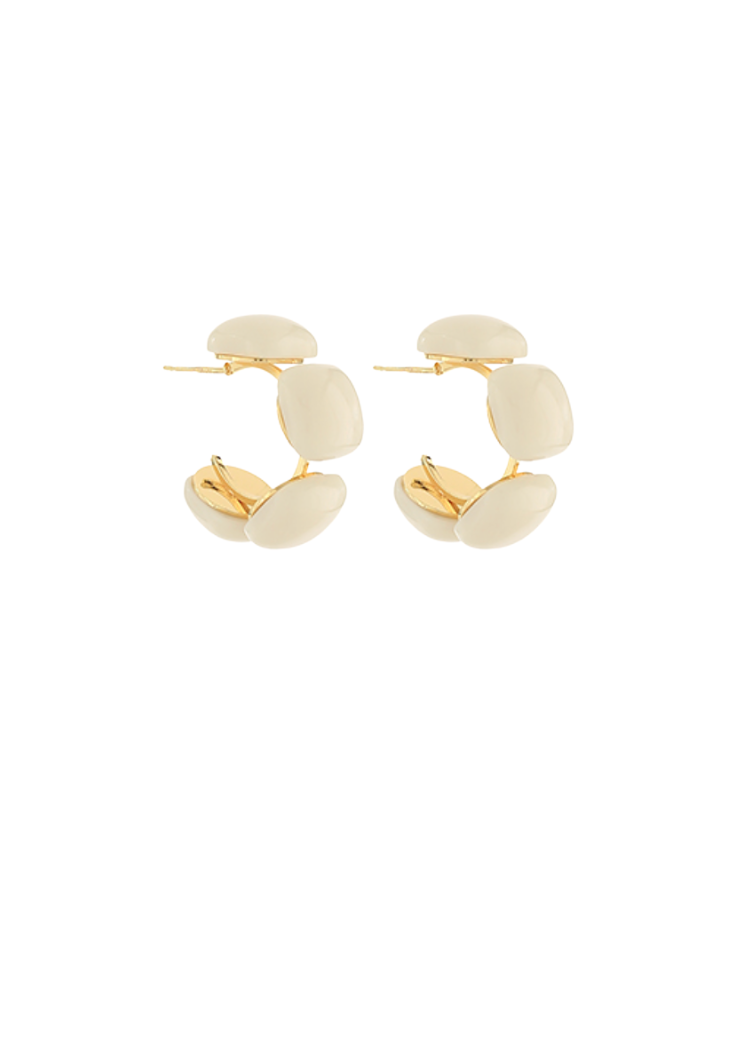Cintia Square Hoops - Ivory/Gold-Hand In Pocket