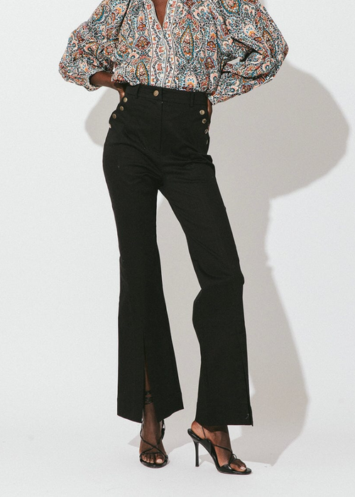 Cleobella Heather Slit Pants - Black-Hand In Pocket