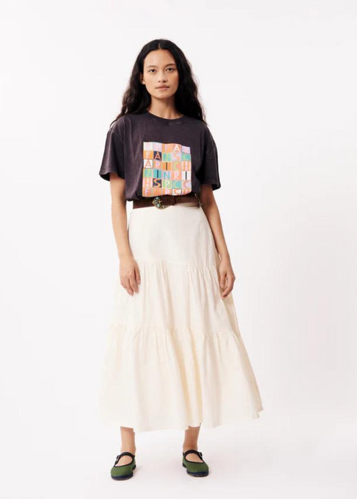 FRNCH Audrey Woven Skirt-Creme-Hand In Pocket