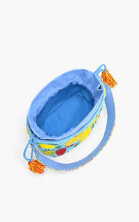 Lush Fruits Beaded Bucket Bag-Hand In Pocket