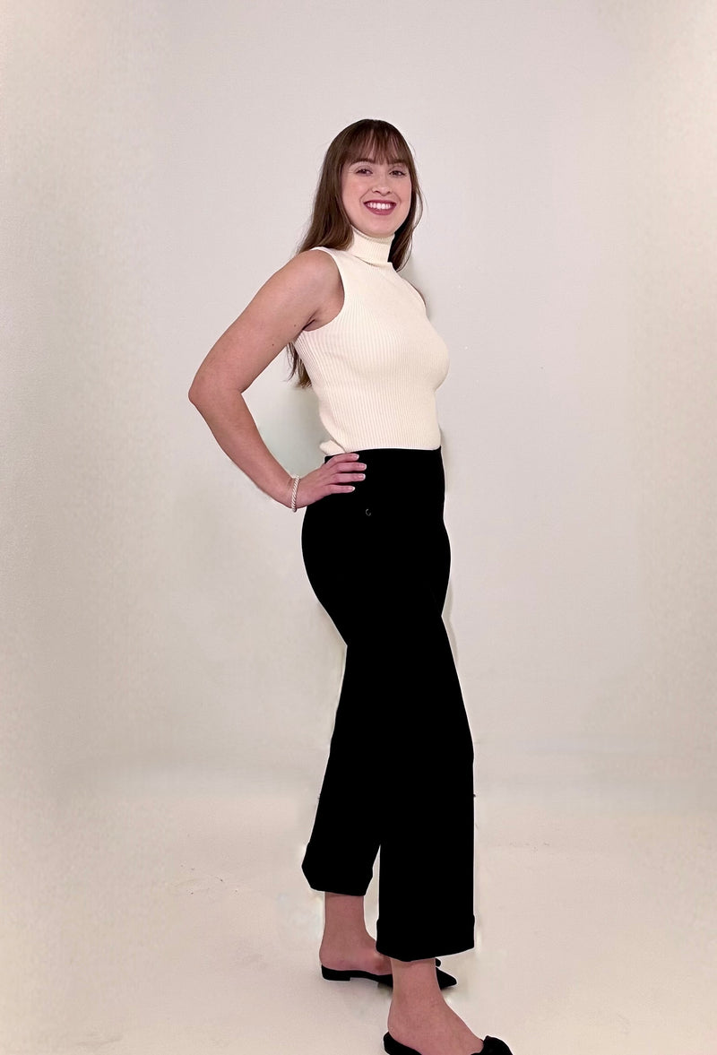 Astrid Olivia Turtleneck Tank - Cream-Hand In Pocket
