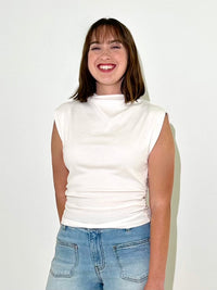 Michael Stars Amara Mock Neck Top - Coconut Milk-Hand In Pocket