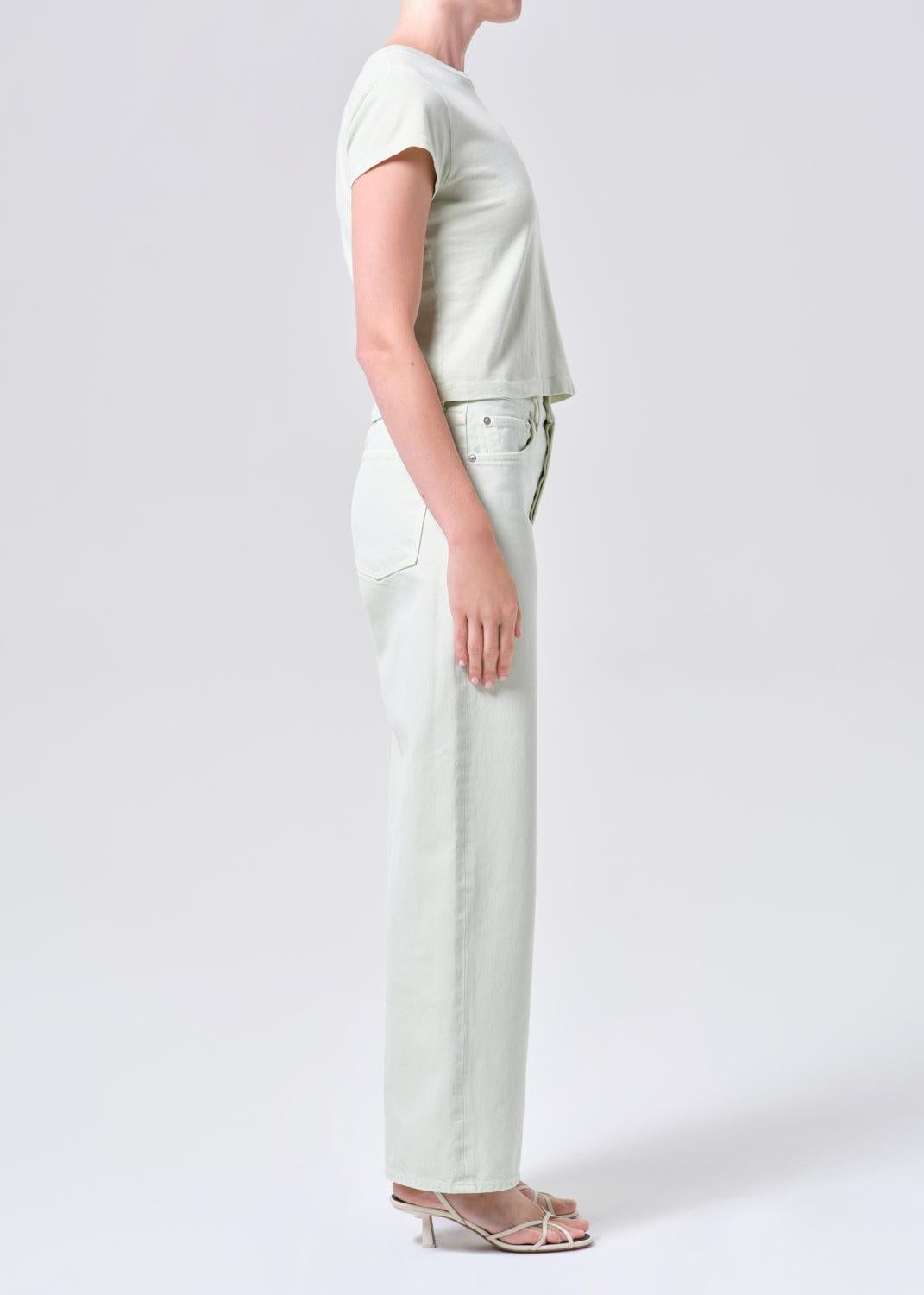 Agolde Arc Jean- Mint Cream-Hand In Pocket