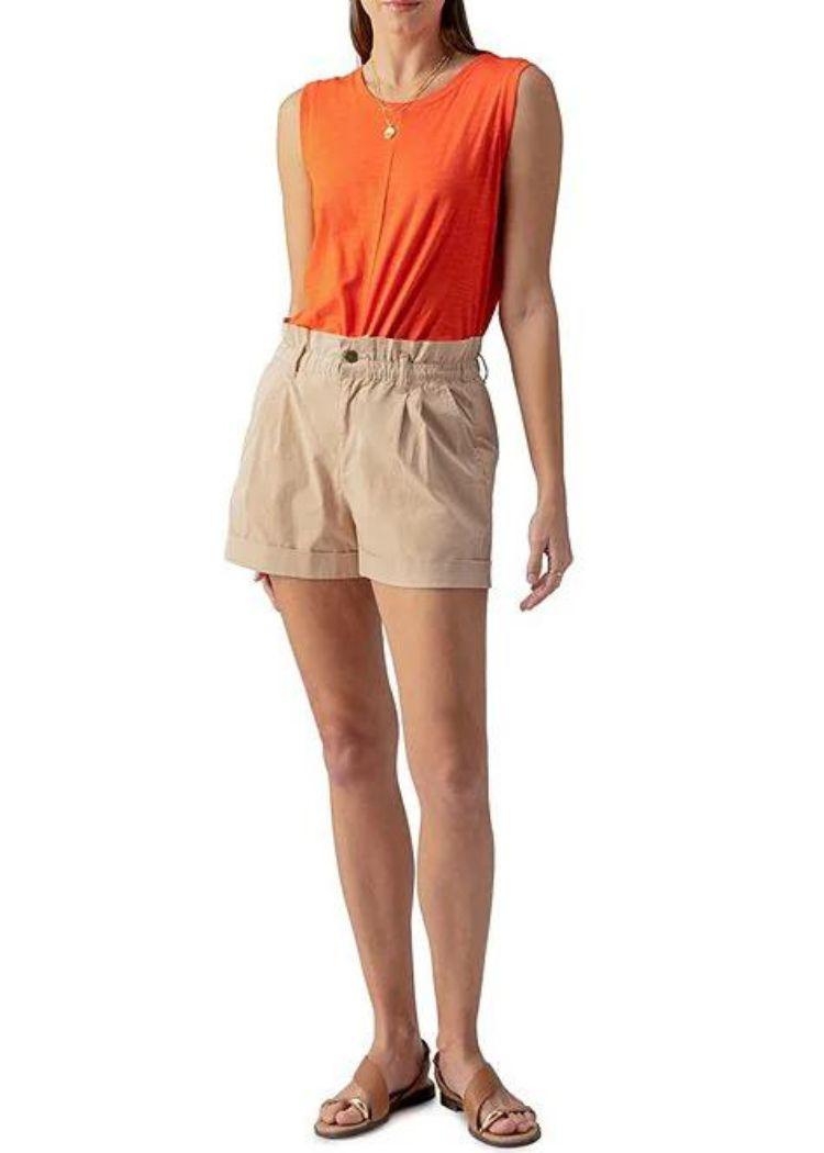 Sanctuary Elastic Waist Cuffed Short - Dark Sand Dollar ***FINAL SALE***-Hand In Pocket