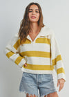 Jackie Stripe Collar Sweater-Hand In Pocket