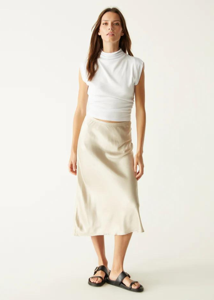 Michael Stars Leila Bias Cut Midi Skirt - Cement-Hand In Pocket
