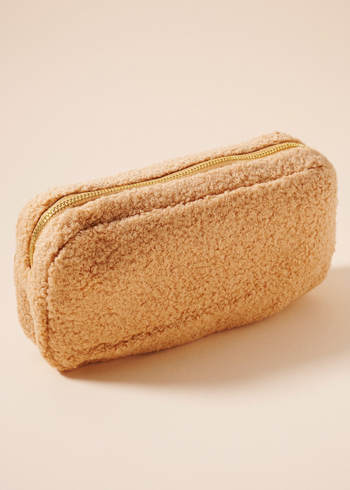 Teddy Cosmetic Pouch - Tan-Hand In Pocket