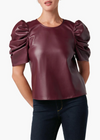 Joe's Jeans The Kira Vegan Leather Puff Sleeve Top-Hand In Pocket