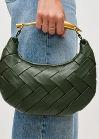 Ursula Woven Crossbody: Olive-Hand In Pocket