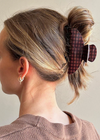 Big Effing Claw Clip Fireside - Brown Gingham-Hand In Pocket