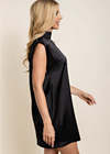 Lima Mock Neck Satin Dress - Black-Hand In Pocket